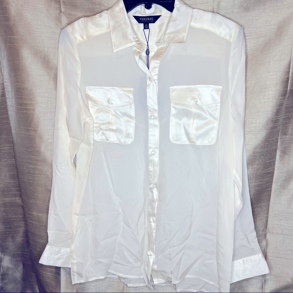 *SOLD*NWT Silk Cream Vertigo Sheer with Silk Panels, Size Xs